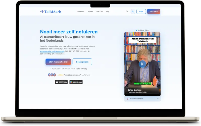 Screenshot: TalkMark webdashboard loginpagina