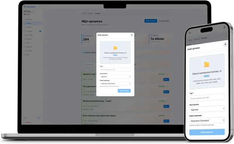 Screenshot: Upload interface met drag-and-drop in het webdashboard